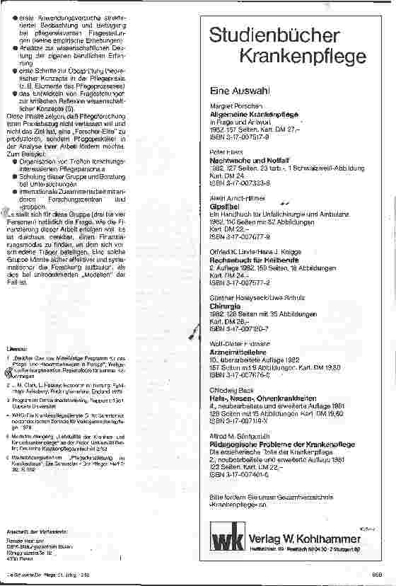 Vorschauseite 4: Krankenpflegeforschung als Gegenstand nationaler und internationaler Berufsdiskussion