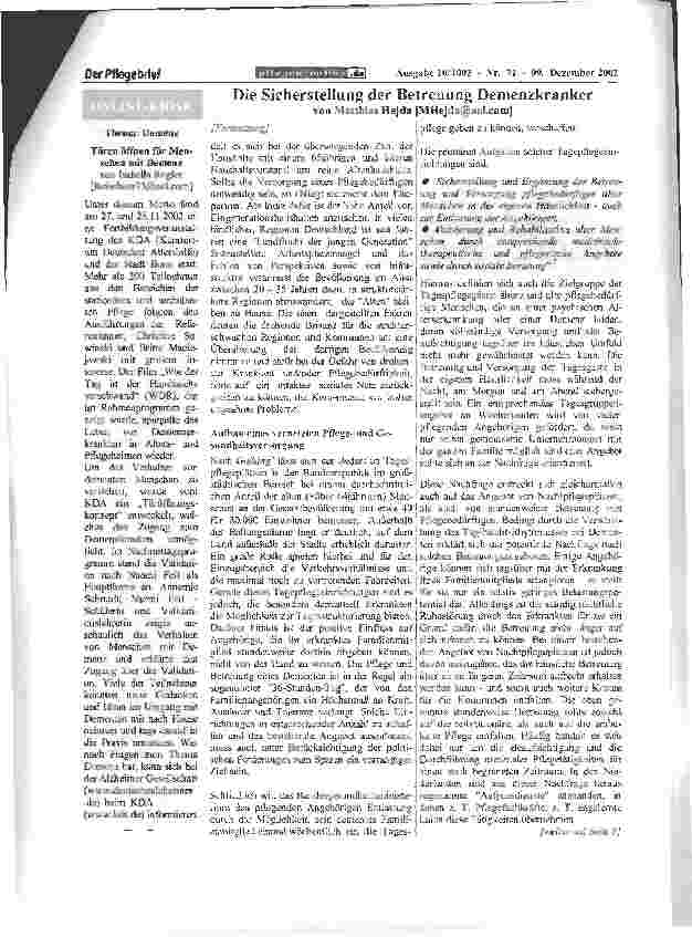 Vorschauseite 2: Die Sicherstellung der Betreuung Demenzkranker