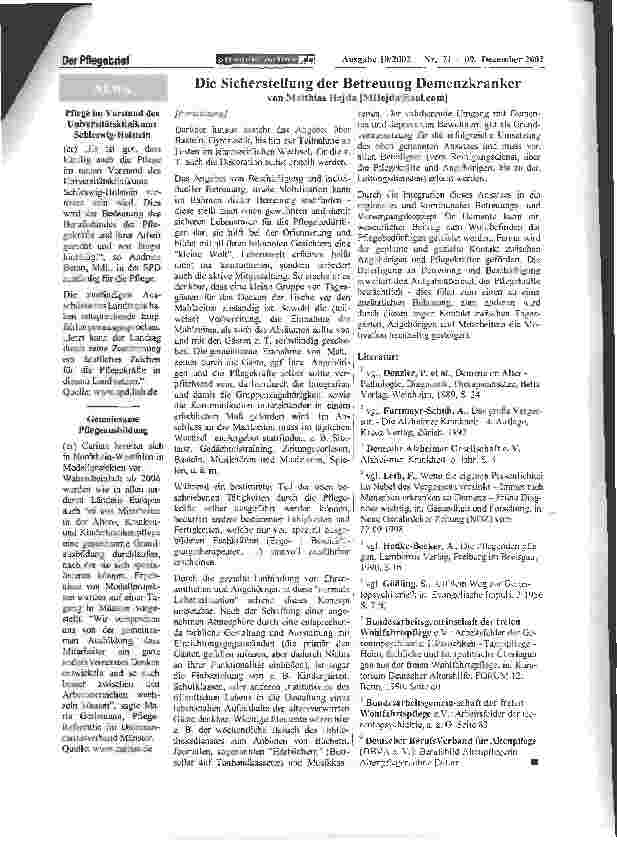 Vorschauseite 3: Die Sicherstellung der Betreuung Demenzkranker