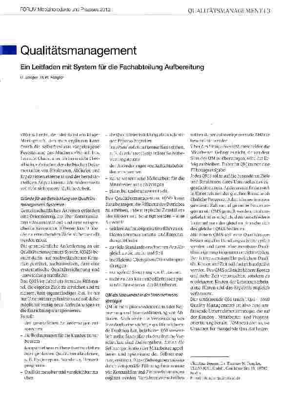 Vorschauseite 1: Qualitätsmanagement