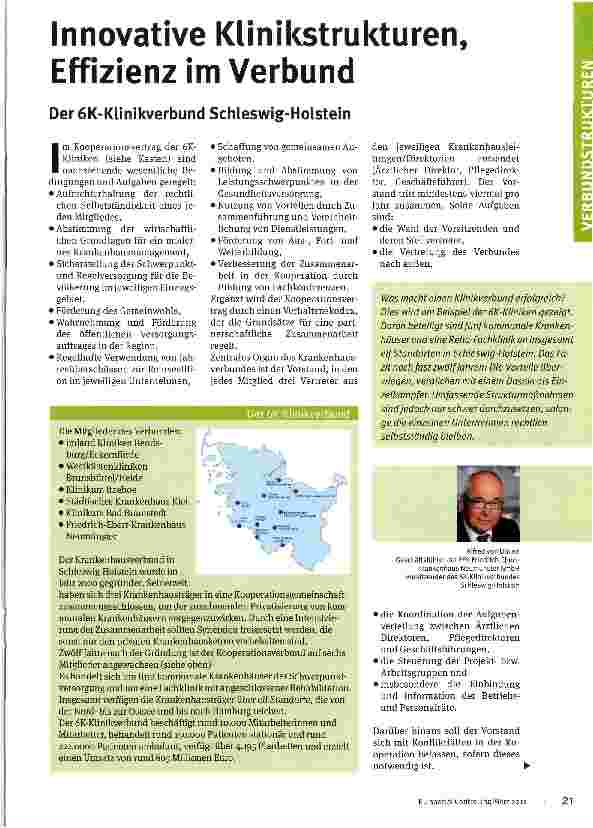 Vorschauseite 1: Innovative Klinikstrukturen, Effizienz im Verbund