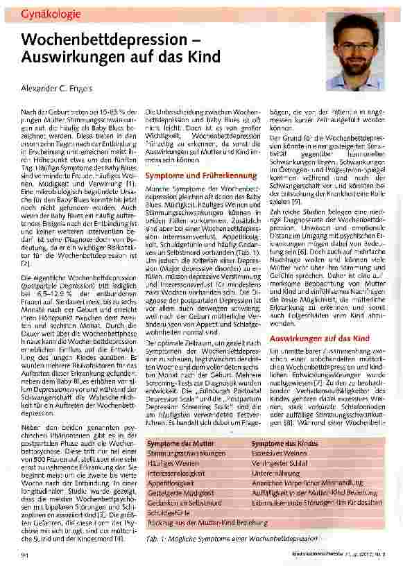 Vorschauseite 1: Wochenbettdepression -Auswirkungen auf das Kind