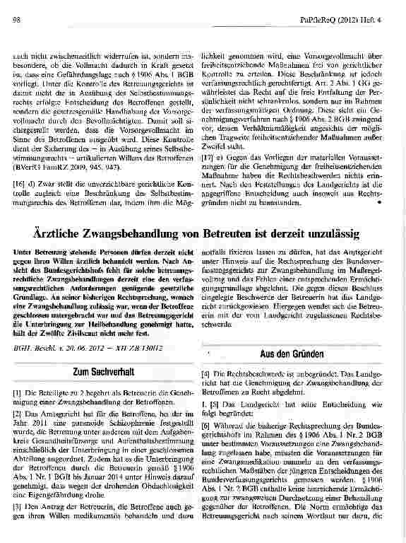 Vorschauseite 3: Fixierung von Heimbewohnern nur mit gerichtlicher Genehmigung