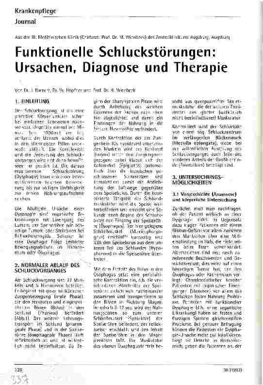Vorschauseite 1: Funktionelle Schluckstörungen: Ursachen, Diagnose und Therapie