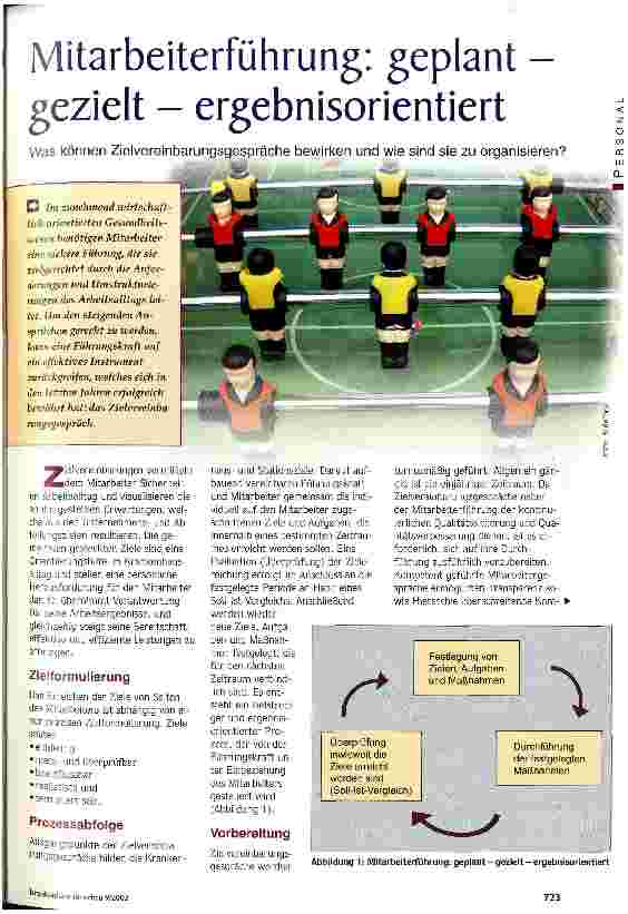 Vorschauseite 1: Mitarbeiterführung: geplant - gezielt - ergebnisorietiert Was können Zielvereinbarungsgespräche bewirken und wie sind sie zu organisieren?