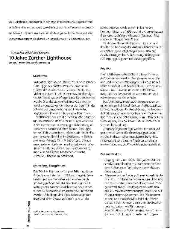 Vorschauseite 1: 10 Jahre Zürcher Lighthouse Versuch einer Neupositionierung