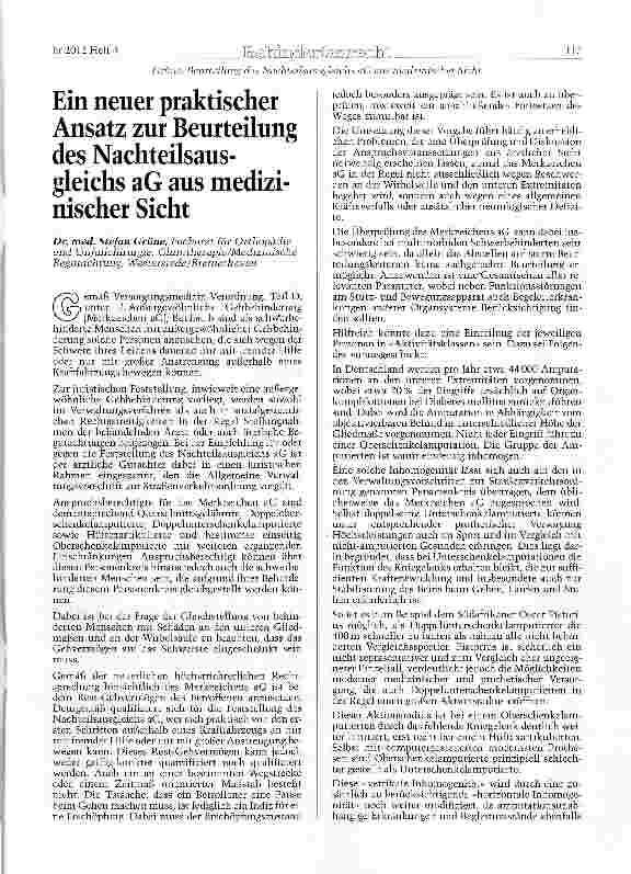 Vorschauseite 1: Ein neuer praktischer Ansatz zur Beurteilung des Nachteilsausgleichs aG aus medizinischer Sicht