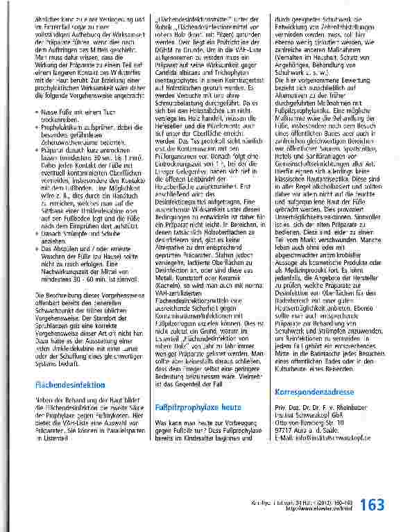 Vorschauseite 4: Fußpilzprophylaxe und Fußpilzprophylaktika. Ein Beitrag zur Bewertung der aktuellen Situation