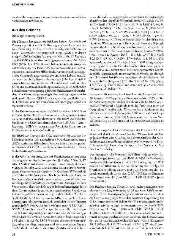 Vorschauseite 2: Fehlendes positives Votum des G-BA schließt Kostenübernahme aus