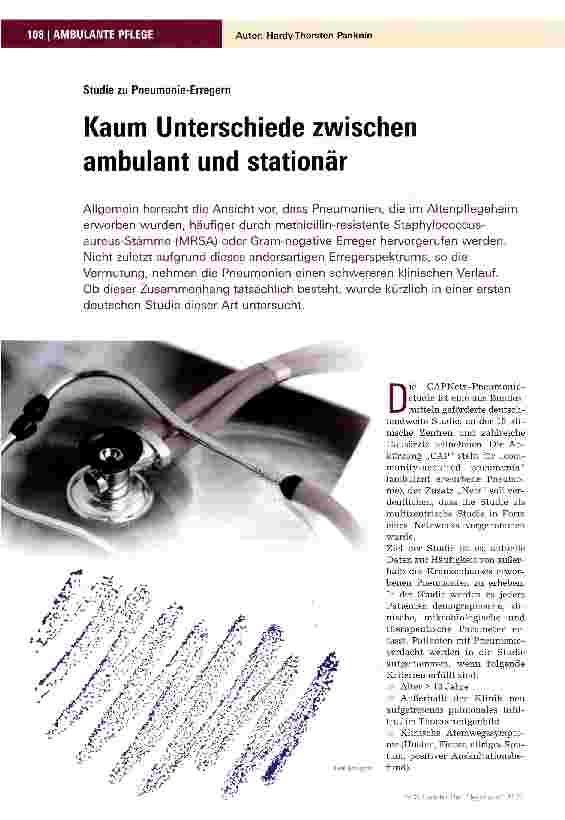 Vorschauseite 1: Studie zu Pneumonie-ErregernKaum Unterschiede zwischen ambulant und stationär