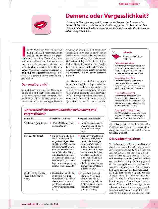Vorschauseite 1: Demenz oder Vergesslichkeit?