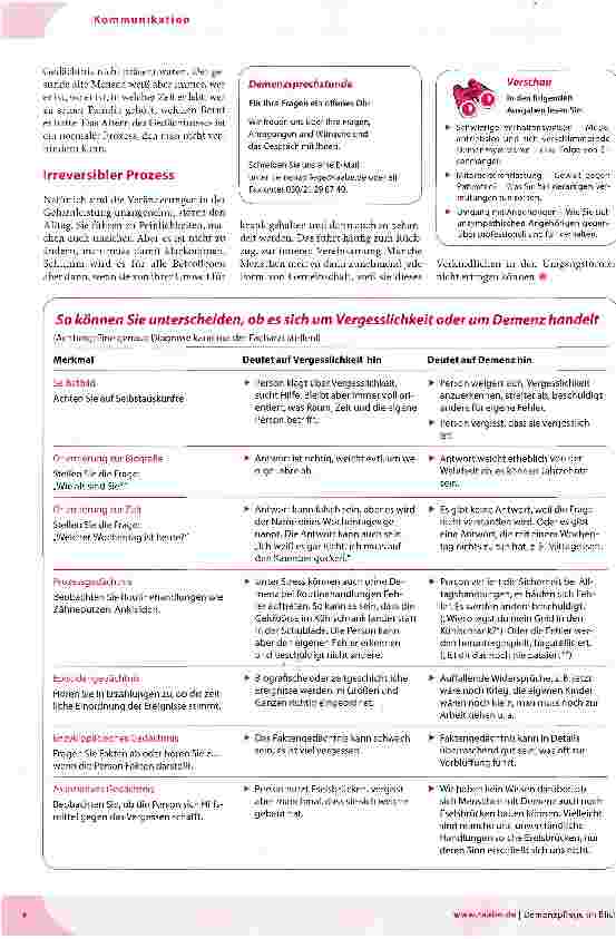 Vorschauseite 2: Demenz oder Vergesslichkeit?