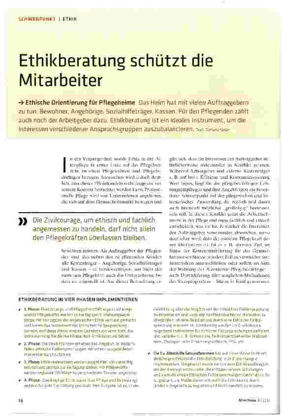 Vorschauseite 1: Ethikberatung schützt die Mitarbeiter