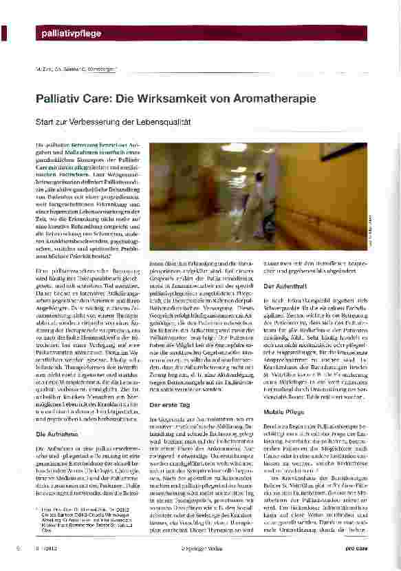 Vorschauseite 1: Palliativ Care: Die Wirksamkeit von Aromatherapie