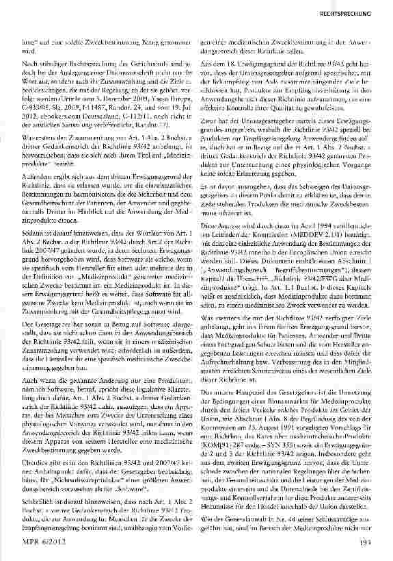 Vorschauseite 3: Abgrenzung Medizinprodukte/Geräte zur Messung von Körperfunktionen Art. i Abs. 2 Buchst, a dritter Gedankenstrich der Richtlinie 93/42/EWG