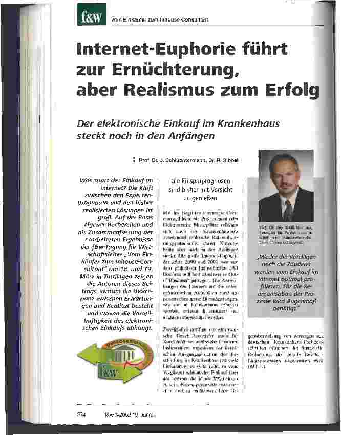 Vorschauseite 1: Internet-Euphorie führt zur Ernüchterung, aber Realismus zum Erfolg