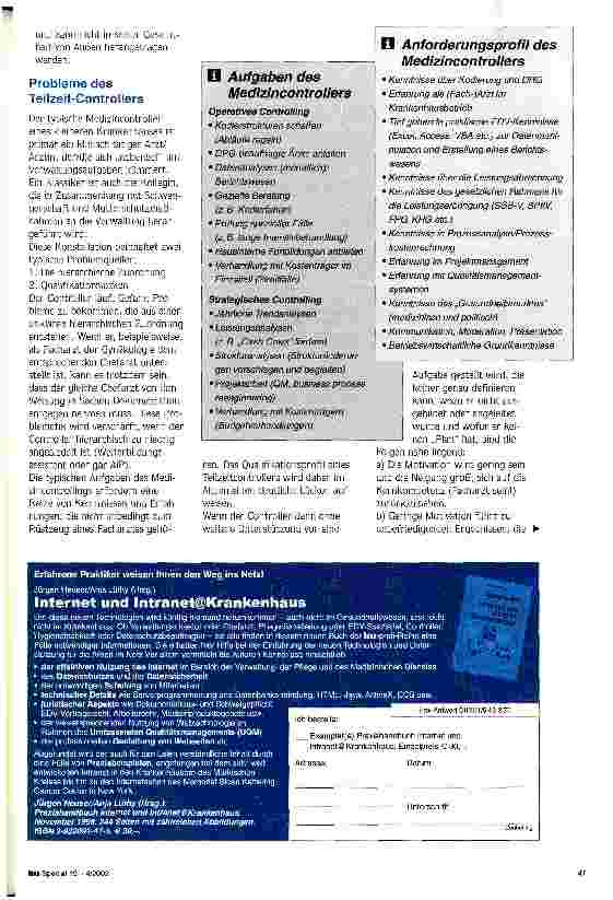 Vorschauseite 2: Zu teuer für kleine Häuser? Medizincontrolling - flexible Lösungen suchen