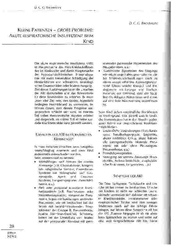 Vorschauseite 1: Kleine Patienten - große Probleme: akute respiratorische Insuffizienz beim Kind