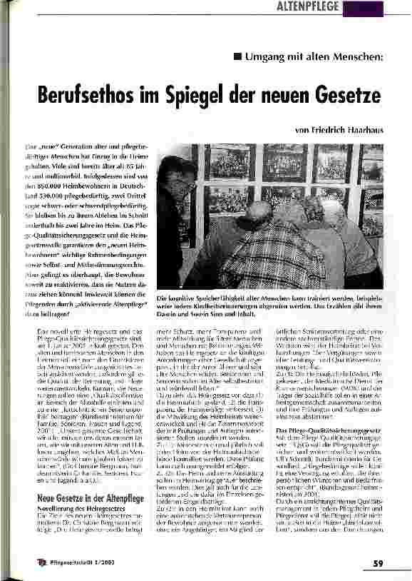 Vorschauseite 1: Berufsethos im Spiegel der neuen Gesetze
