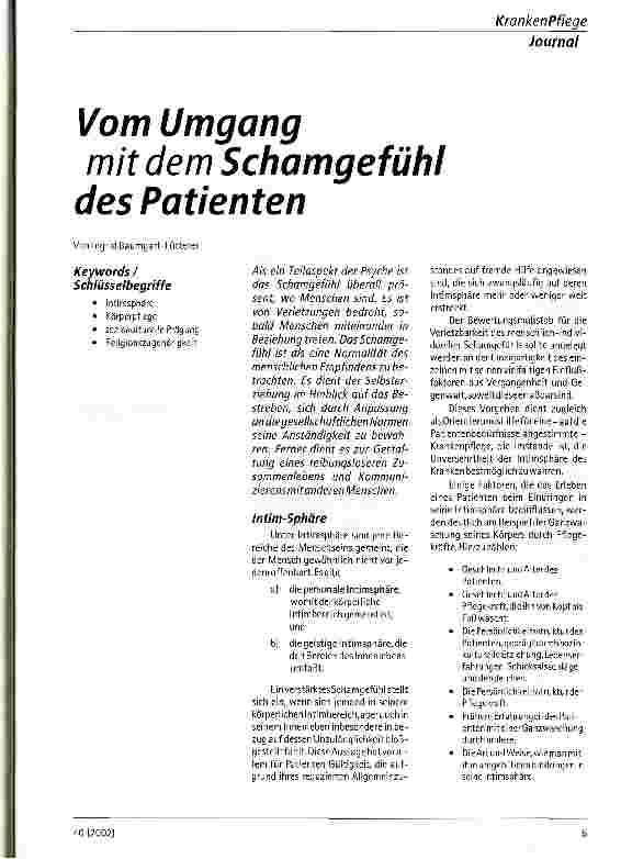 Vorschauseite 1: Vom Umgang mit dem Schamgefühl des Patienten