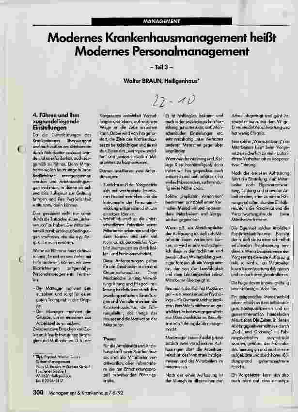 Vorschauseite 1: Modernes Krankenhausmanagement heißt Modernes Personalmanagement Teil 3