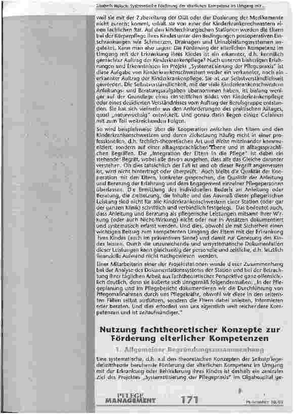 Vorschauseite 2: Systematische Förderung der elterlichen Kompetenz im Umgang mit Erkrankungen ihrer Kinder - ein (v)erkannter Auftrag der Kinderkrankenpflege?