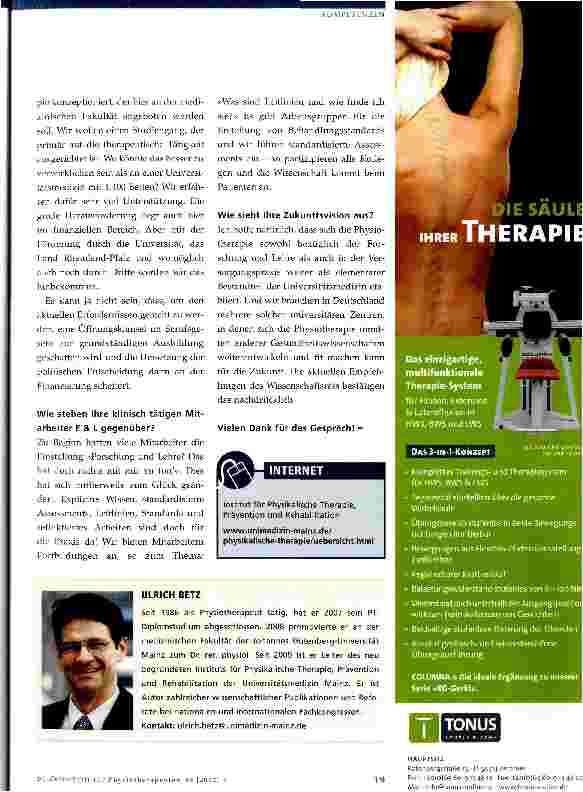 Vorschauseite 2: Wir brauchen universitäre physiotherapeutische Zentren