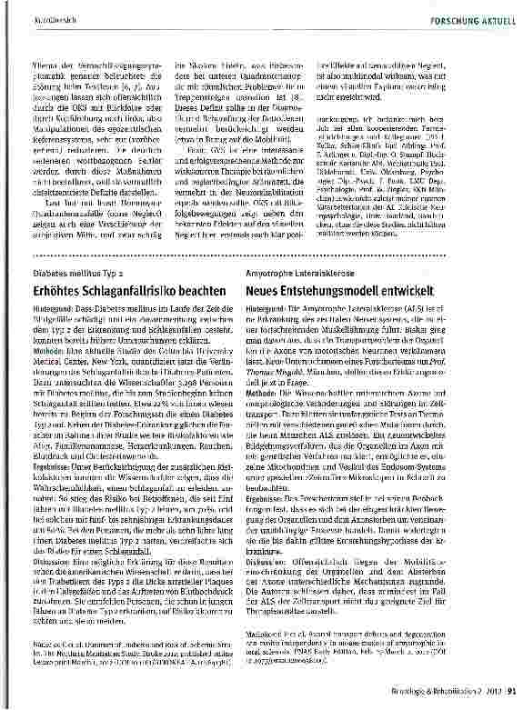 Vorschauseite 2: Multimodale Raumwahrnehmung und multimodaler Neglect: Neue Entwicklungen und mögliche Wege zur wirksameren Therapie