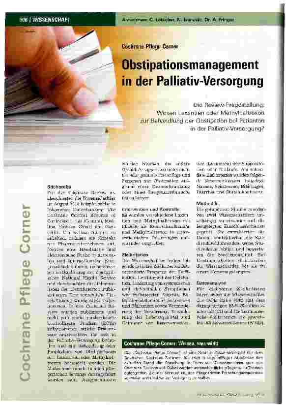 Vorschauseite 1: Obstipationsmanagement in der Palliativ-Versorgung