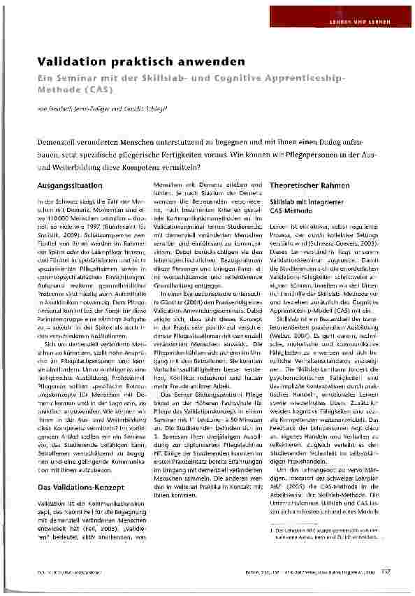 Vorschauseite 1: Validation praktisch anwenden Ein Seminar mit der Skillslabund Cognitive