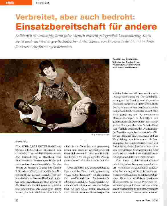 Vorschauseite 1: Verbreitet, aber auch bedroht: Einsatzbereitschaft für andere