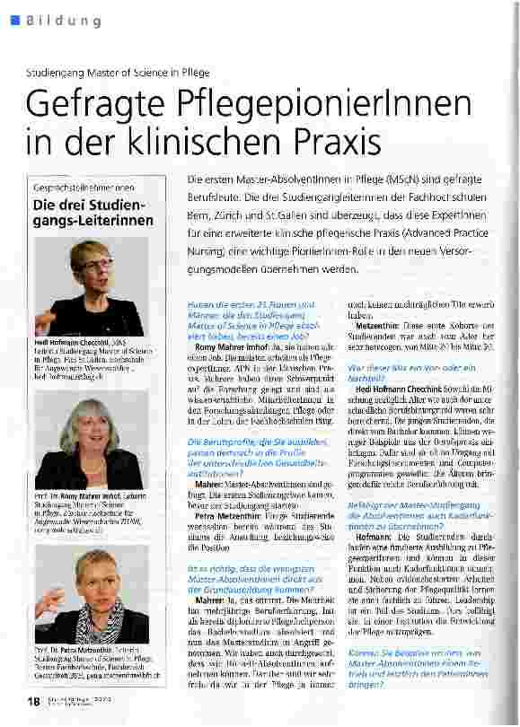 Vorschauseite 1: Gefragte Pflegepionierlnnen in der klinischen Praxis