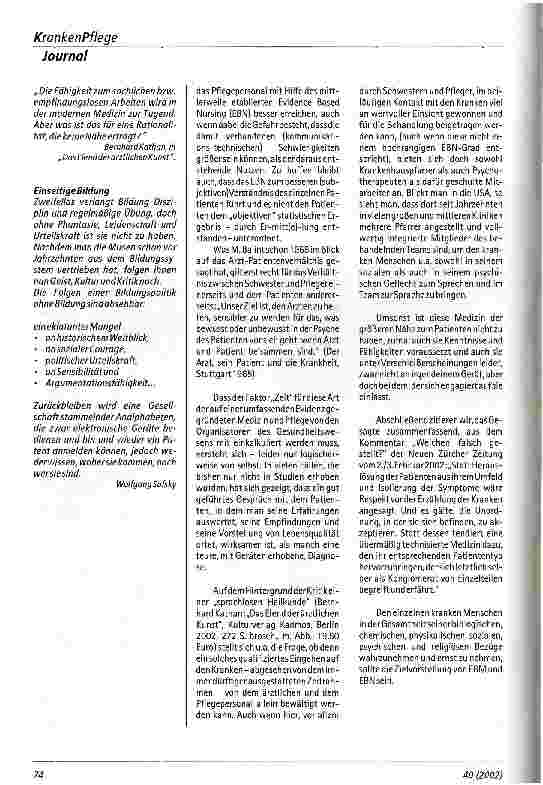 Vorschauseite 2: Die einseitige Schablone einer Evidence Based Medicine Medizin einer größeren Nähe