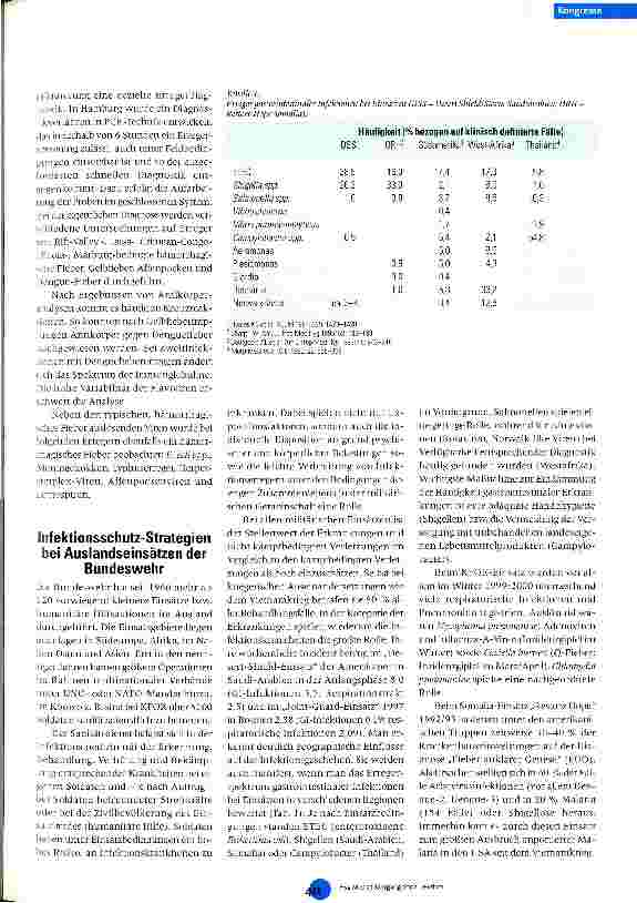 Vorschauseite 3: Hygienische und infektiologische Aspekte von Out-of-Area-Einsätzen der Bundeswehr oder humanitärer Hilfsorganisationen