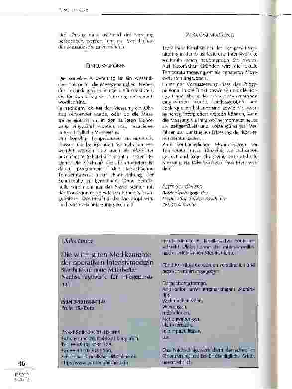 Vorschauseite 5: Temperaturmessung in der Anästhesie und Intensivpflege