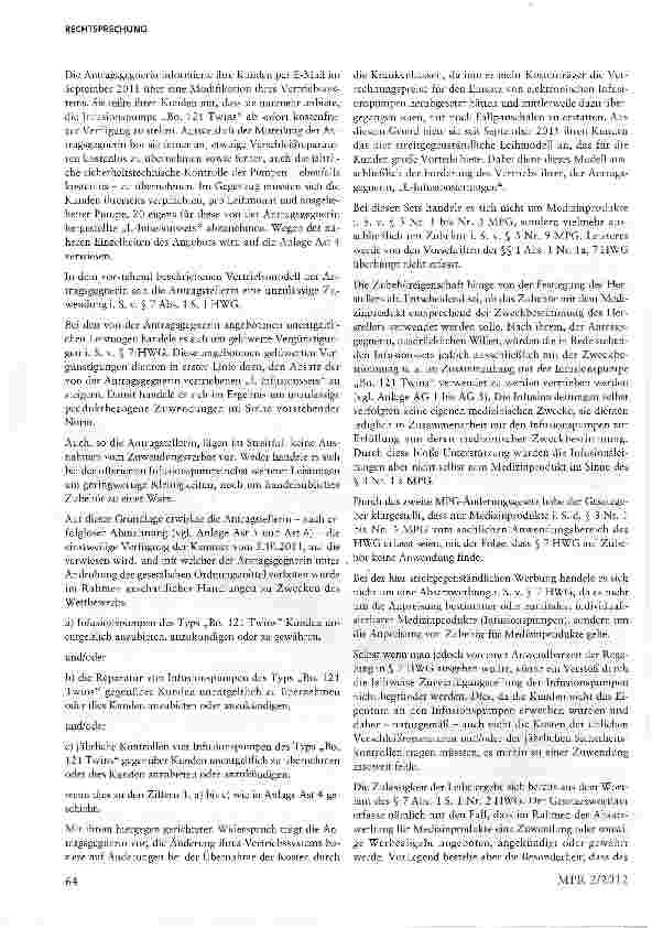 Vorschauseite 2: Abgrenzung eines eigenständigen Medizinprodukts vom Zubehör i.S.d. Medizinprodukterechts§ 3 MPG, §§ i, 7 HWG, §§ 4 Nr. 11, 8 UWG