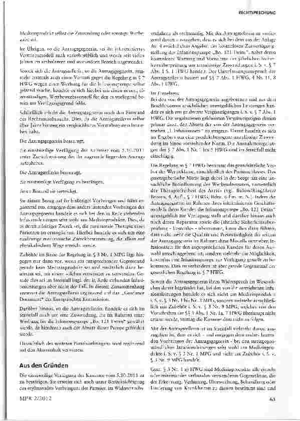 Vorschauseite 3: Abgrenzung eines eigenständigen Medizinprodukts vom Zubehör i.S.d. Medizinprodukterechts§ 3 MPG, §§ i, 7 HWG, §§ 4 Nr. 11, 8 UWG