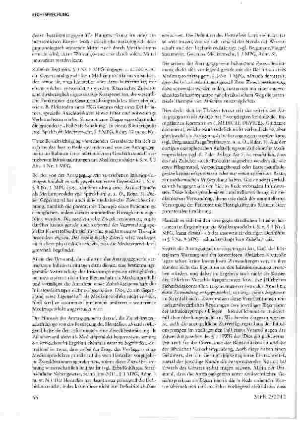 Vorschauseite 4: Abgrenzung eines eigenständigen Medizinprodukts vom Zubehör i.S.d. Medizinprodukterechts§ 3 MPG, §§ i, 7 HWG, §§ 4 Nr. 11, 8 UWG