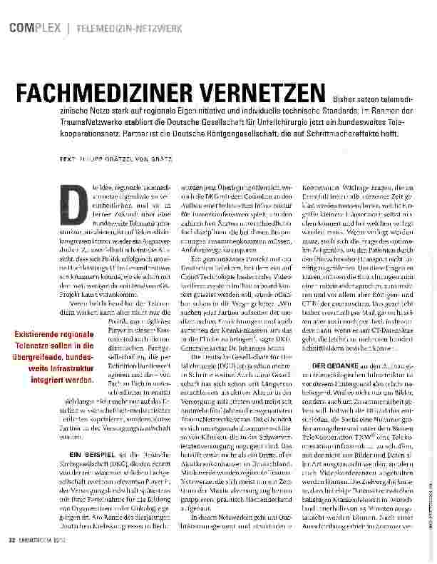 Vorschauseite 1: FACHMEDIZINER VERNETZEN