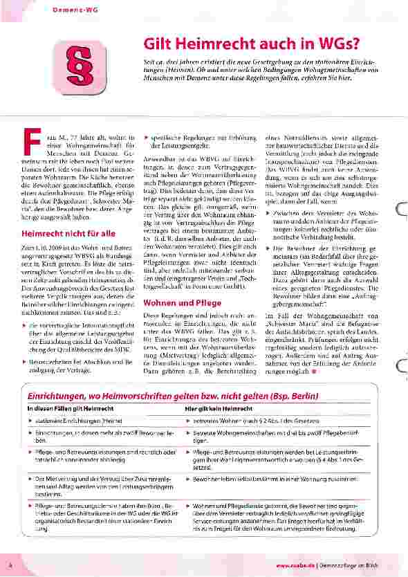 Vorschauseite 1: Gilt Heimrecht auch in WGs?