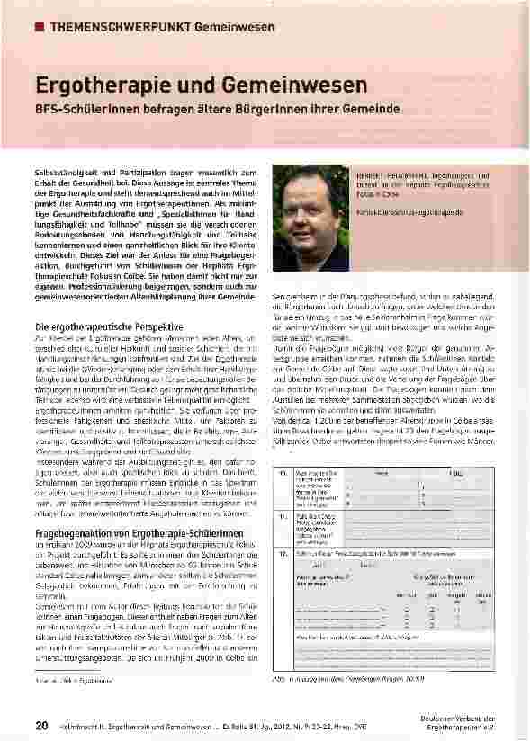 Vorschauseite 1: Ergotherapie und Gemeinwesen