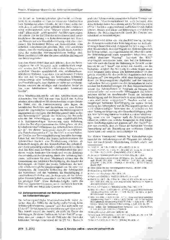 Vorschauseite 4: Missbrauchskontrolle bei Kettenarbeitsverträgen: Die Kücük-Entscheidung des EuGH zur Vertretungsbefristung nach §14 Abs-1 S.2Nr.3TzBfG