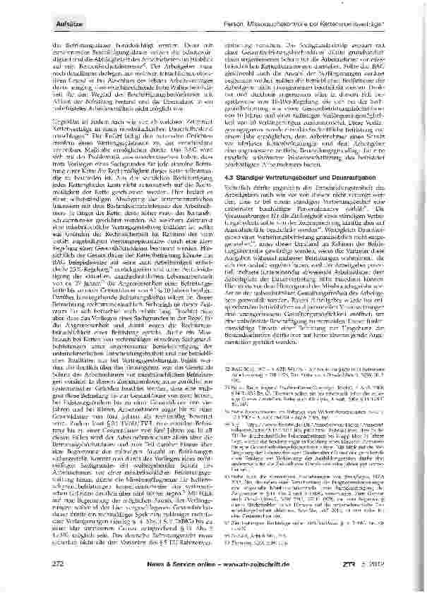 Vorschauseite 5: Missbrauchskontrolle bei Kettenarbeitsverträgen: Die Kücük-Entscheidung des EuGH zur Vertretungsbefristung nach §14 Abs-1 S.2Nr.3TzBfG