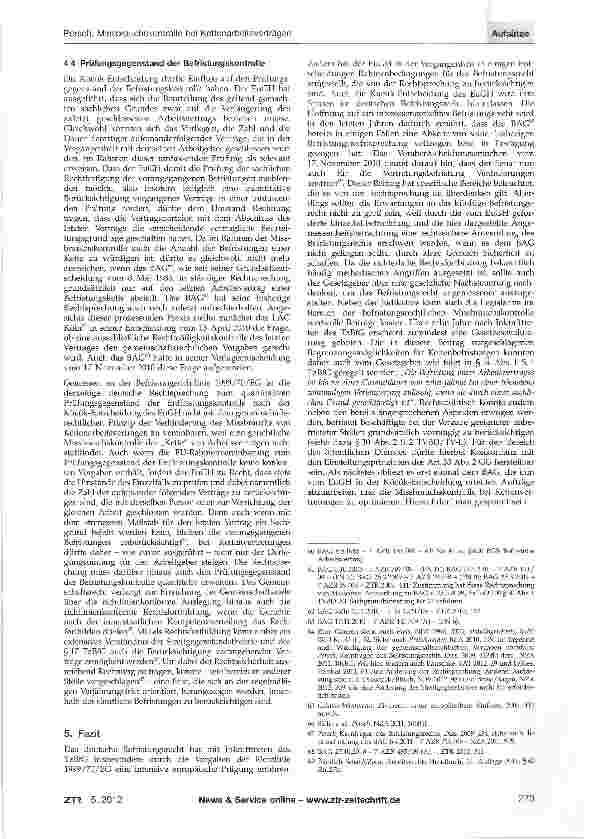 Vorschauseite 6: Missbrauchskontrolle bei Kettenarbeitsverträgen: Die Kücük-Entscheidung des EuGH zur Vertretungsbefristung nach §14 Abs-1 S.2Nr.3TzBfG