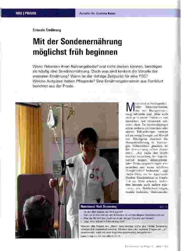 Vorschauseite 1: Mit der Sondenernährung möglichst früh beginnen