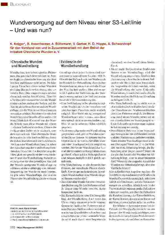 Vorschauseite 1: Wundversorgung auf dem Niveau einer S3-Leitlinie - Und was nun?