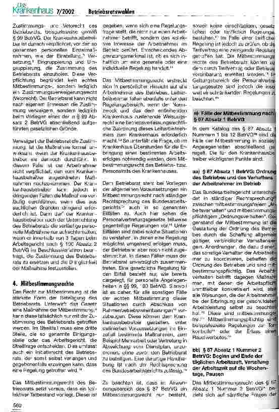 Vorschauseite 2: Betriebsratswahlen 2002 (III) Mitbestimmungsund Beteilungsrechte des Betriebsrats