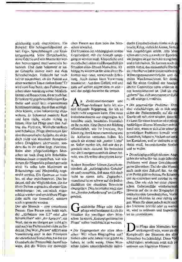 Vorschauseite 3: Bedingungen und Leitlinien für eine etwas andere Pflege Auch der alte Mensch hat noch eine Zukunft