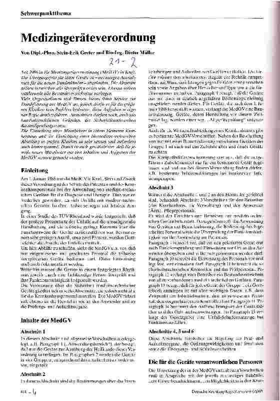 Vorschauseite 1: Medizingeräteverordnung