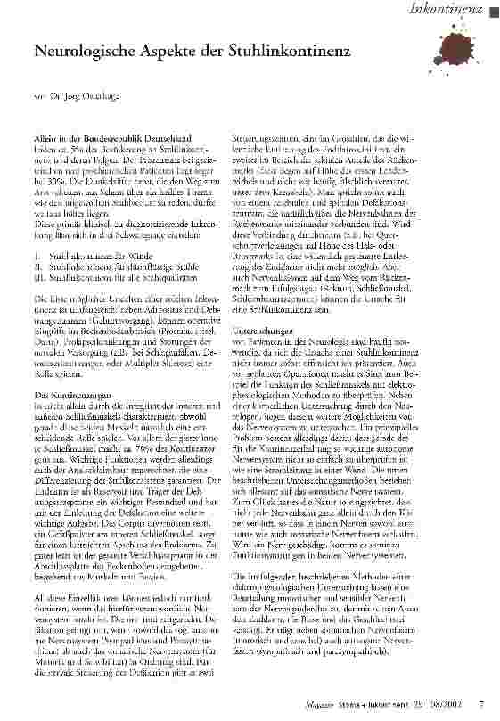 Vorschauseite 1: Neurologische Aspekte der Stuhlinkontinenz